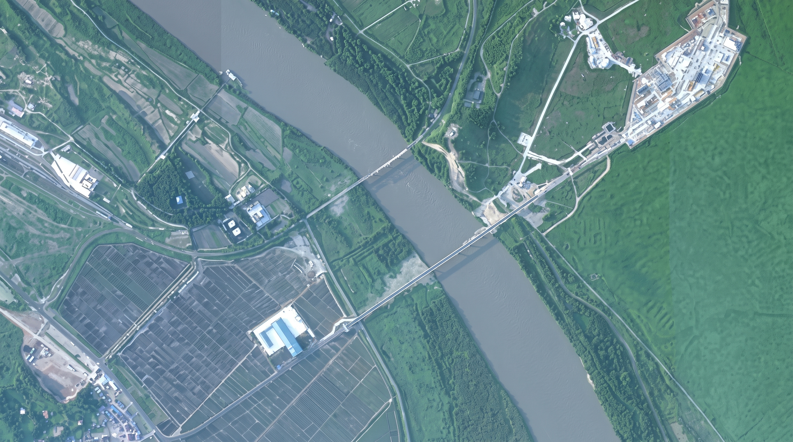 Satellite image Russia North Korea Tumen River bridge construction