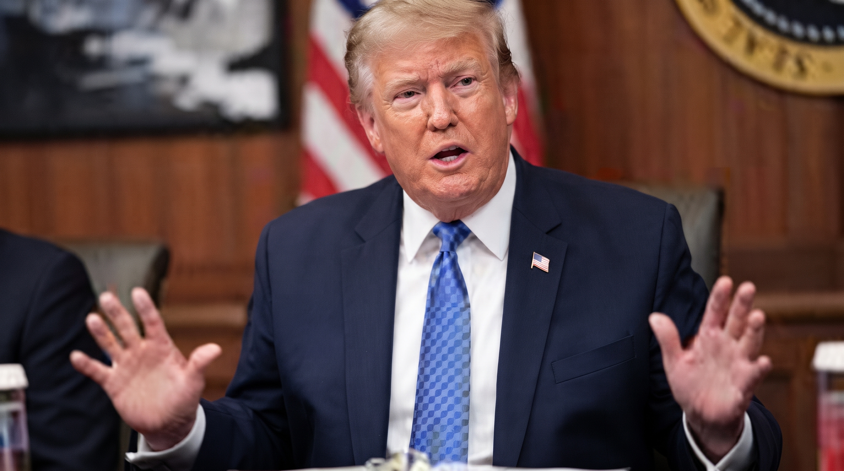US President Donald Trump at a press conference