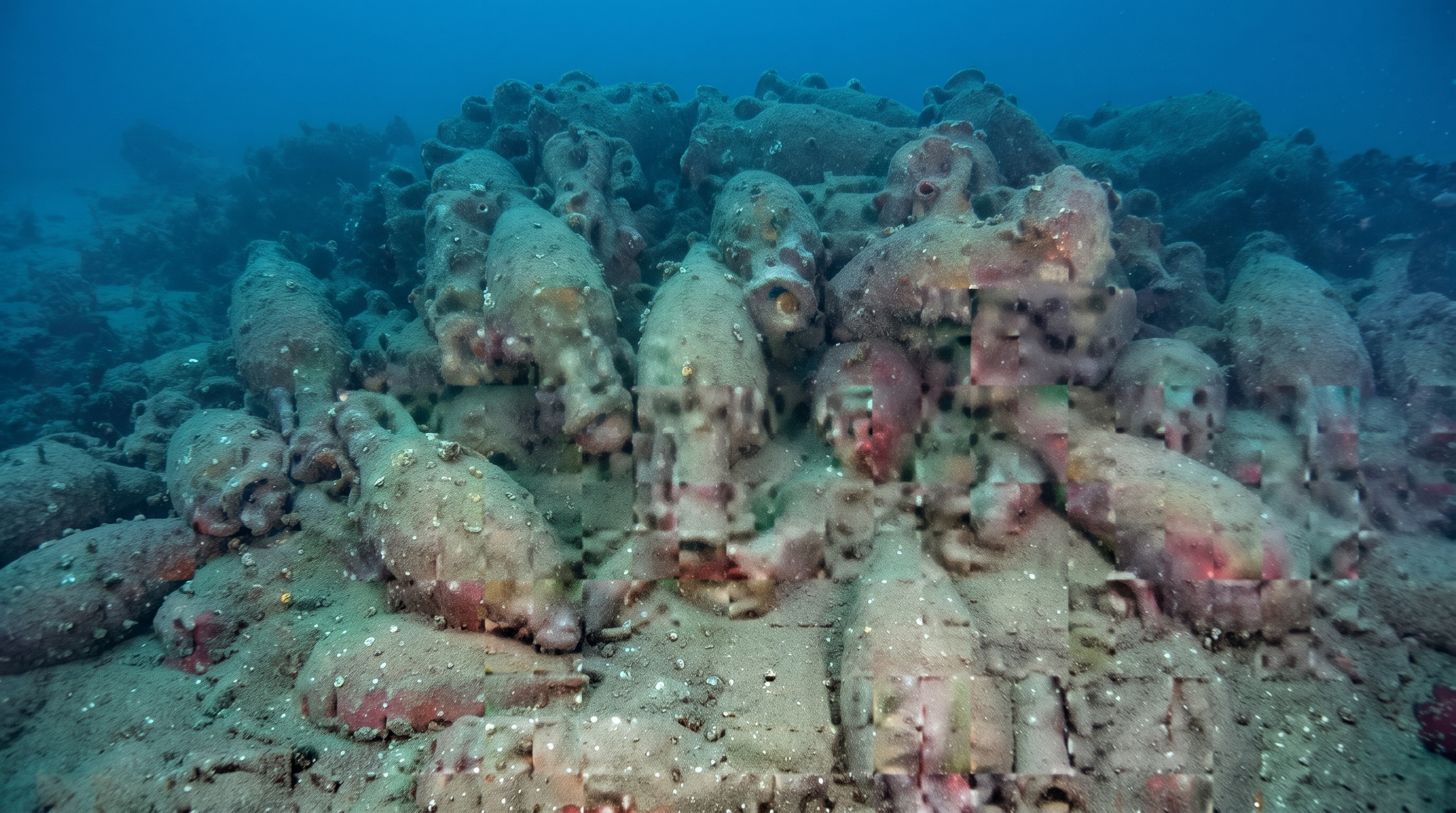 Ancient Roman shipwreck with amphorae off Sicily coast