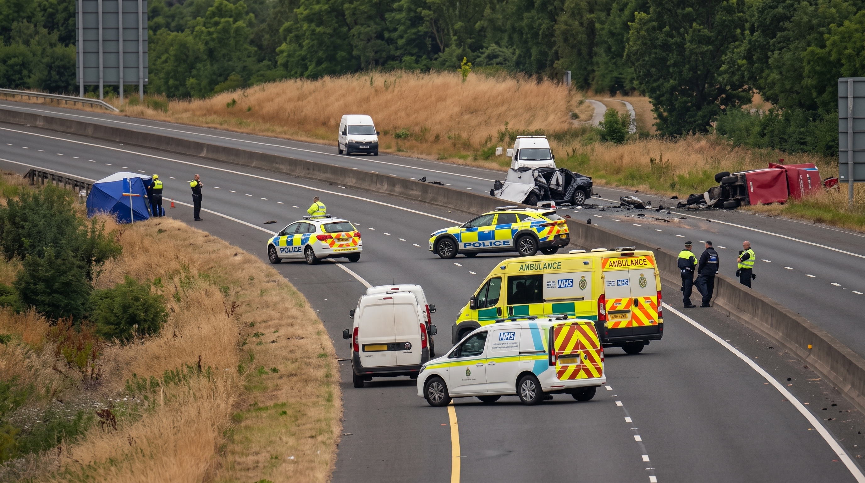 Scene of road accident on Irish motorway