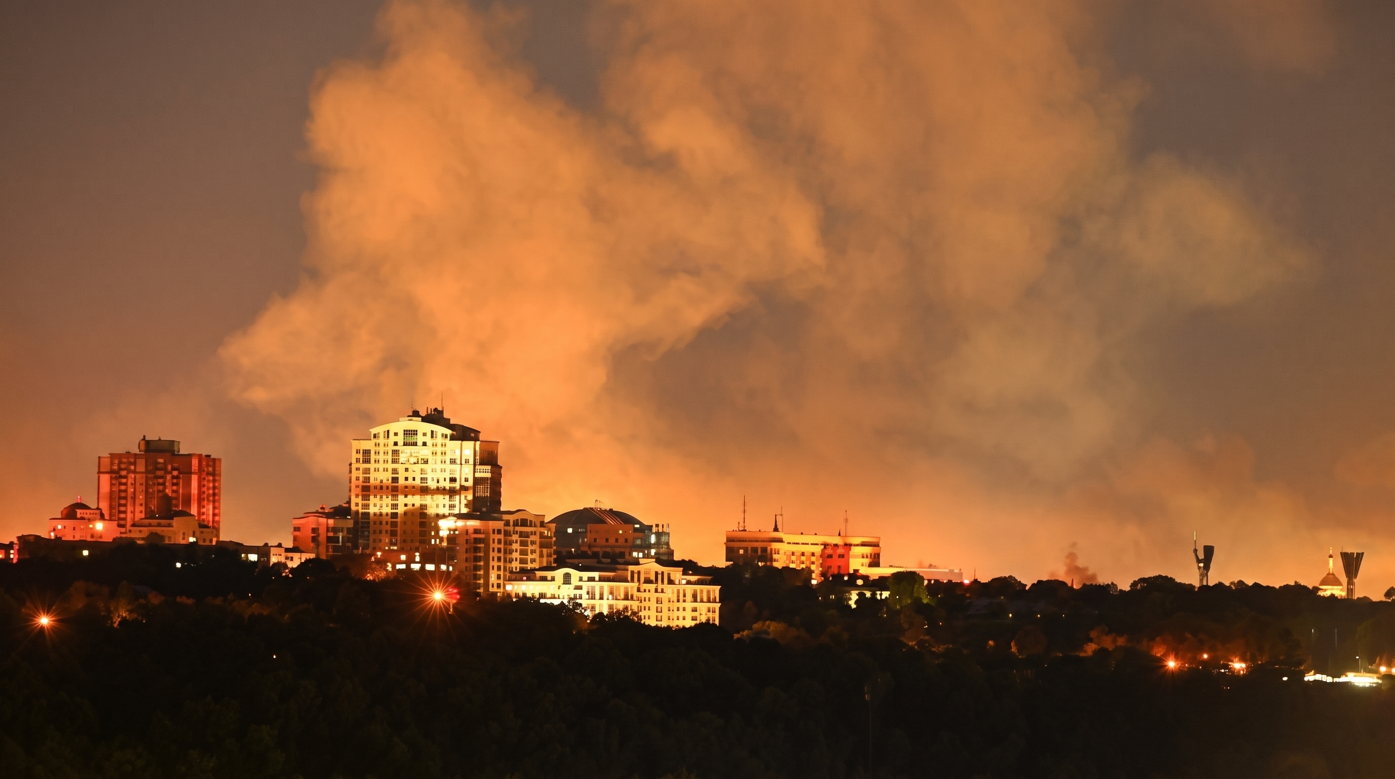 Smoke over Kyiv after Russian missile attack August 2026