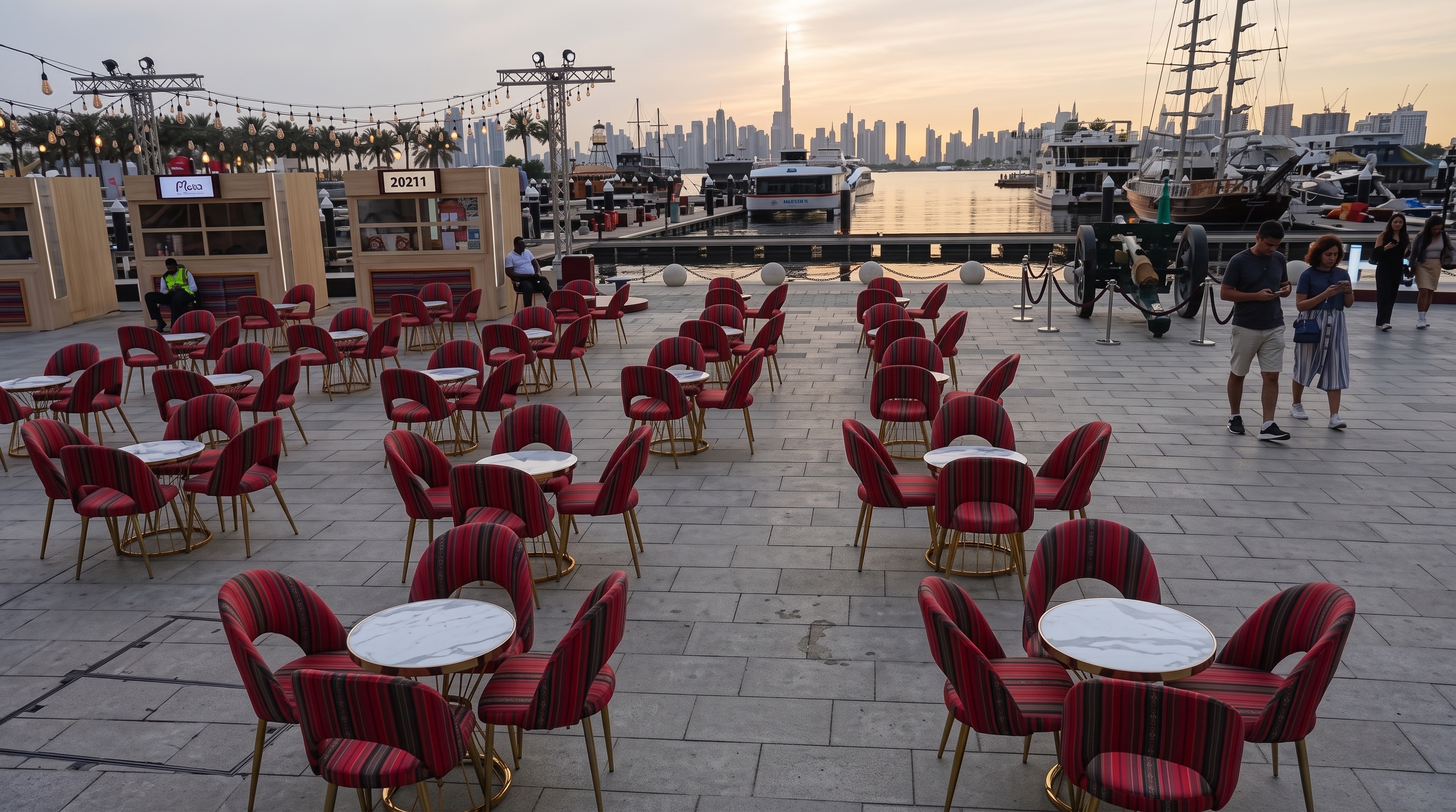 Empty restaurant at Dubai harbor, UAE economic crisis 2026