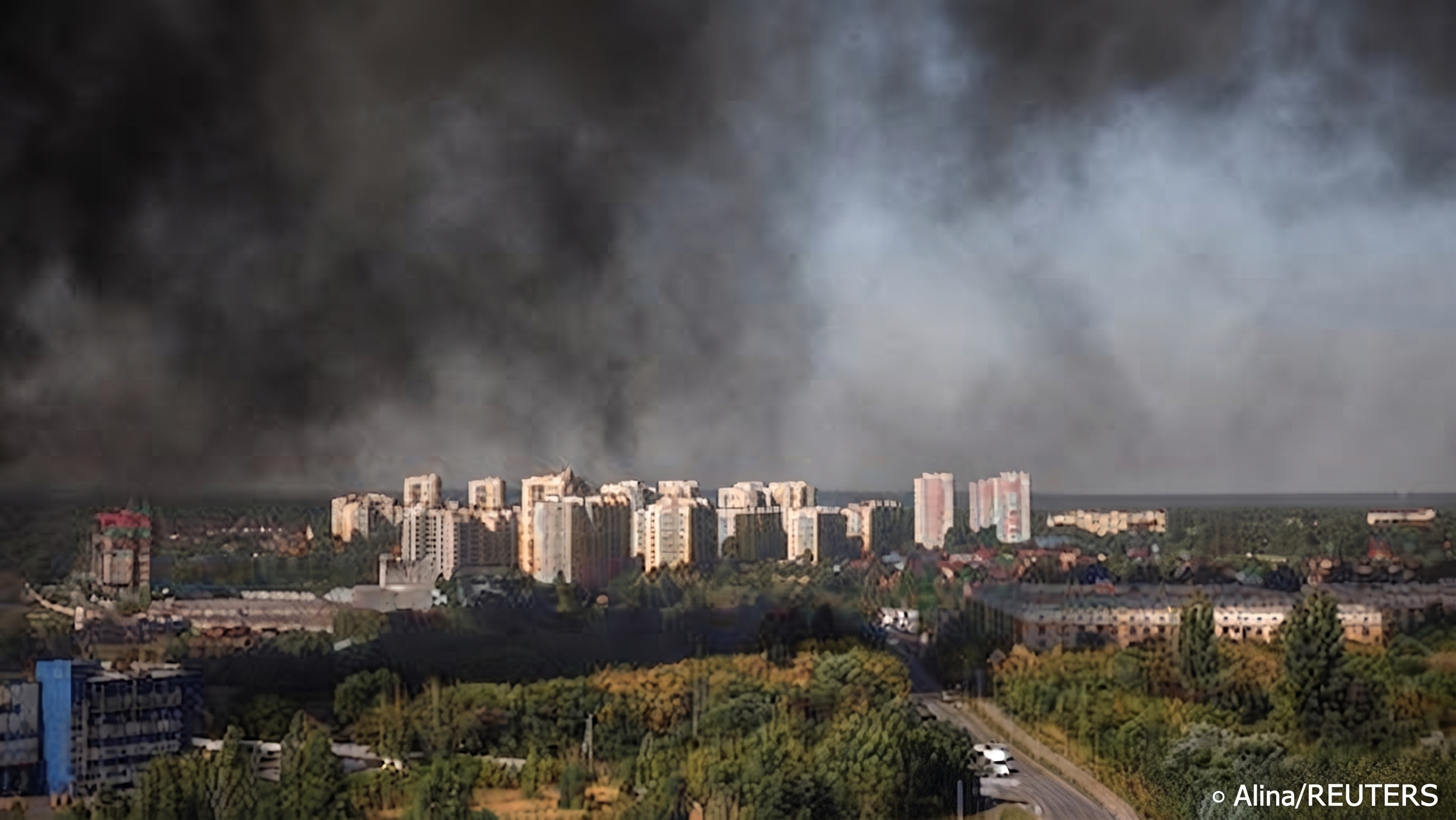 Russian drone attack on warehouse near Kyiv Bucha district