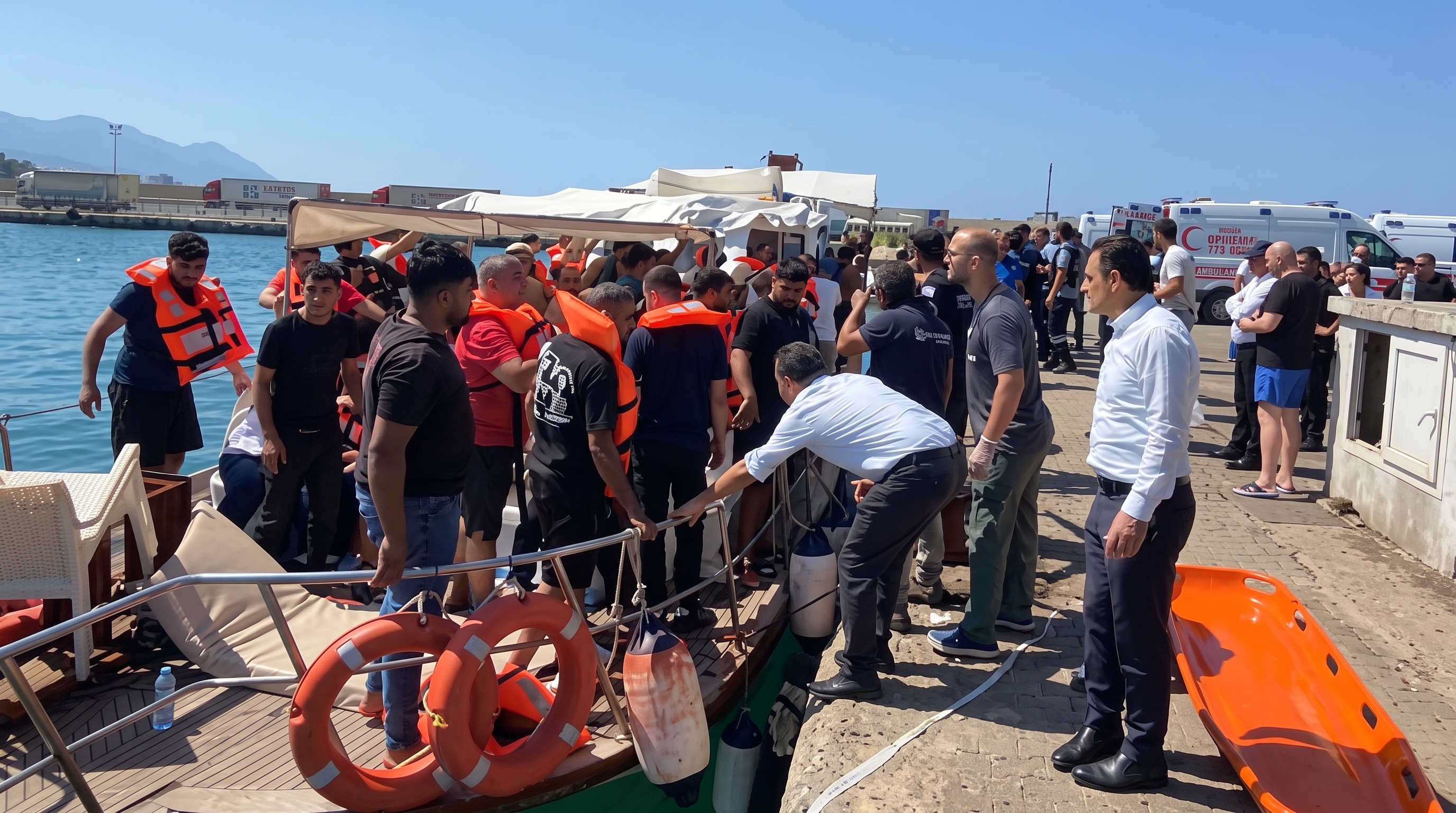Survivors reach the shore in North Cyprus after ferry capsizes
