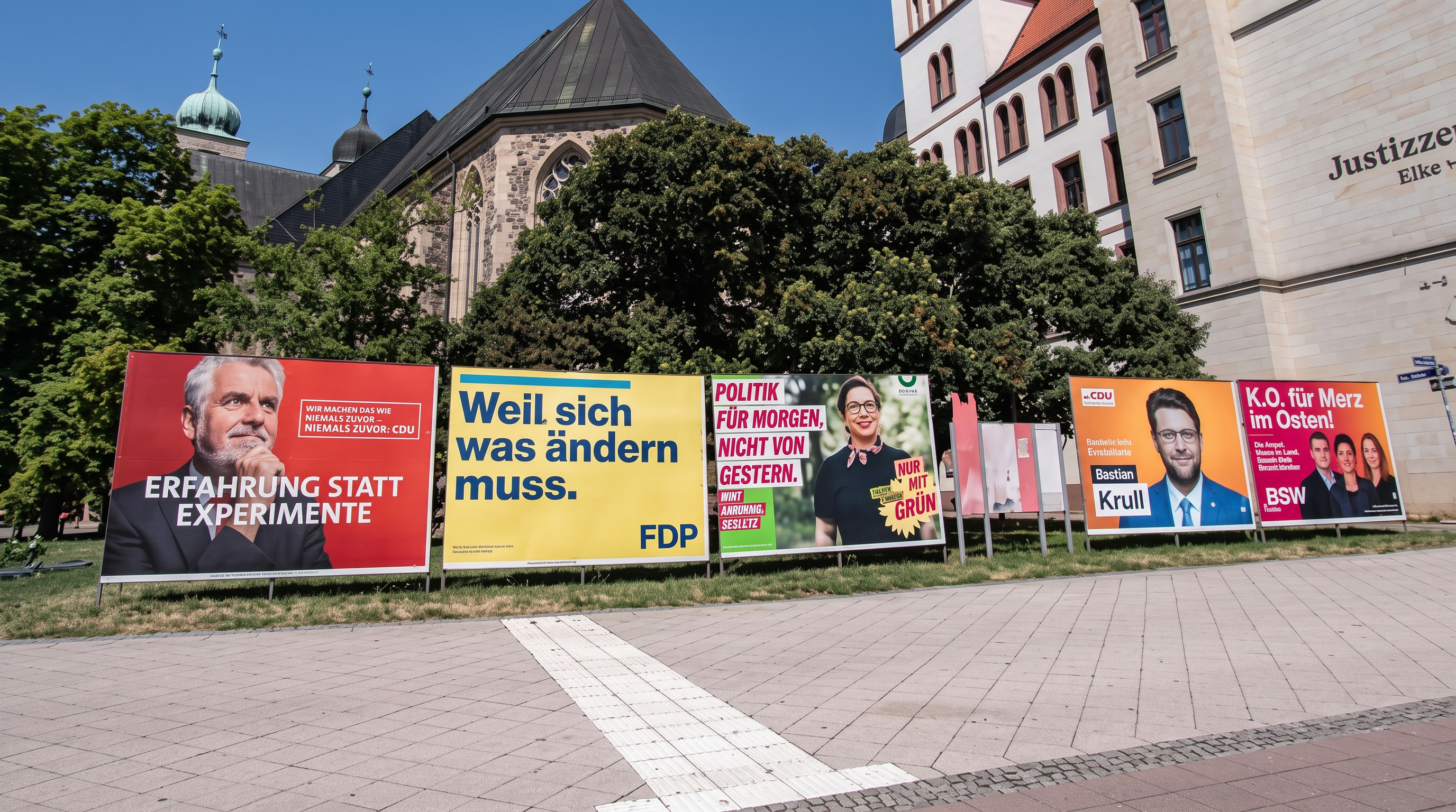 Election posters in Magdeburg Saxony-Anhalt targeting migrant voters