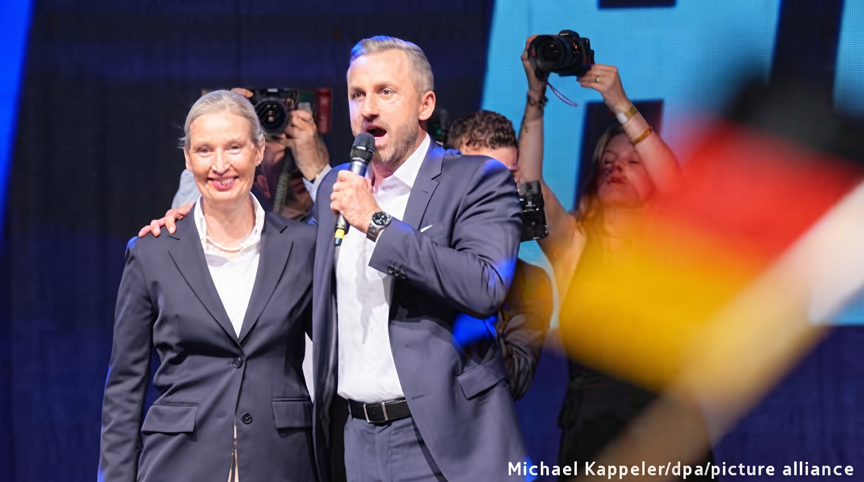 AfD party leader Alice Weidel and top candidate Ulrich Siegmund at Saxony-Anhalt election night
