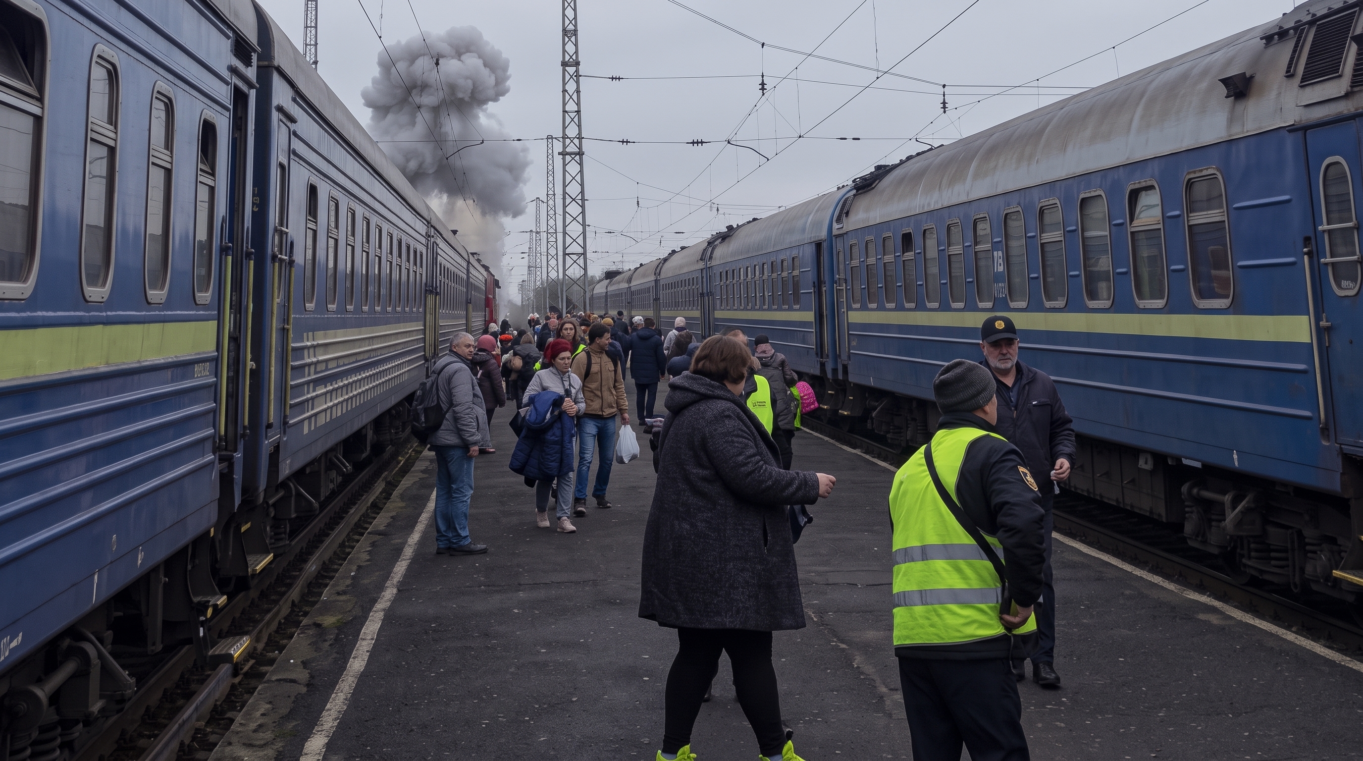 Russian drone strike near Ukraine-Poland border Yahodyn station