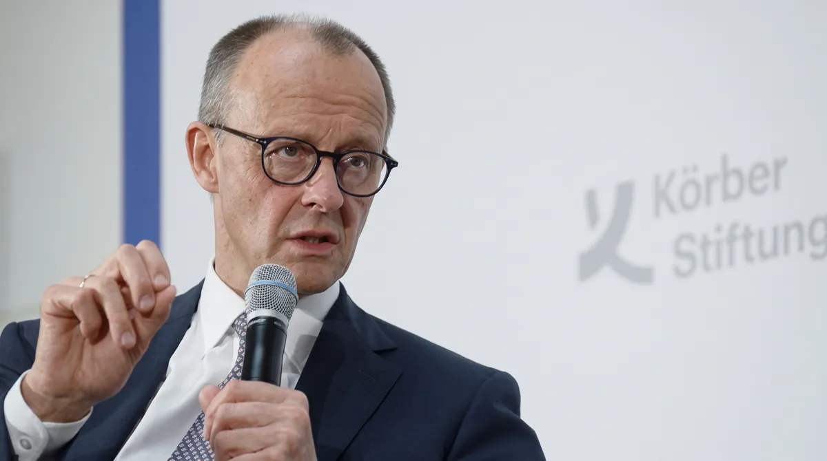 German Chancellor Friedrich Merz speaking at an economic forum in Berlin