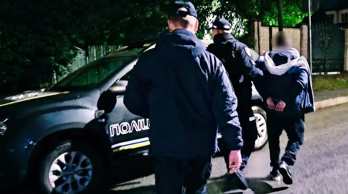 Police at the scene of a double murder in Vinnytsia