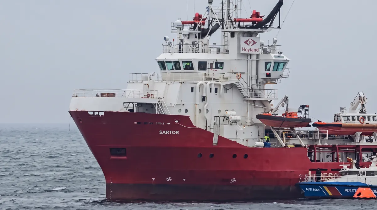 Rescue ships at the site where the commercial ship Khoryv sank in the Black Sea off Romania