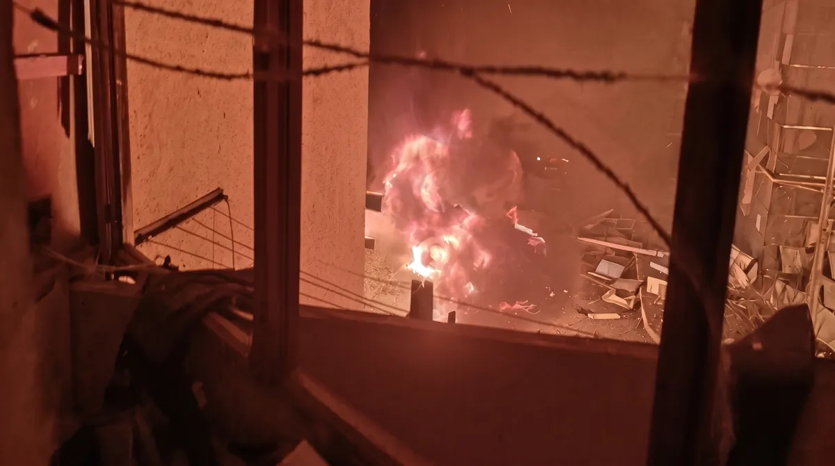 Fire in central Belgorod after a drone attack