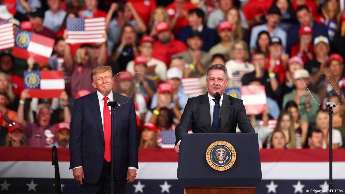 Audi CEO Gernot Döllner next to Donald Trump at a Republican rally in Perry