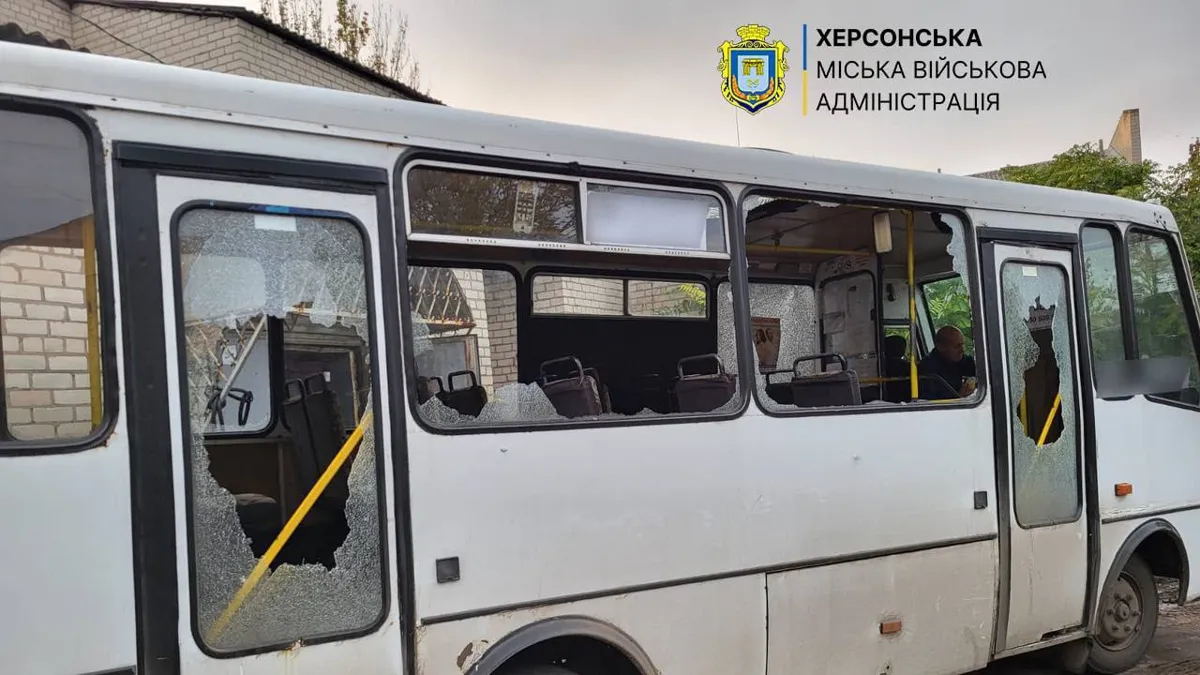 Kherson minibus hit by a Russian drone