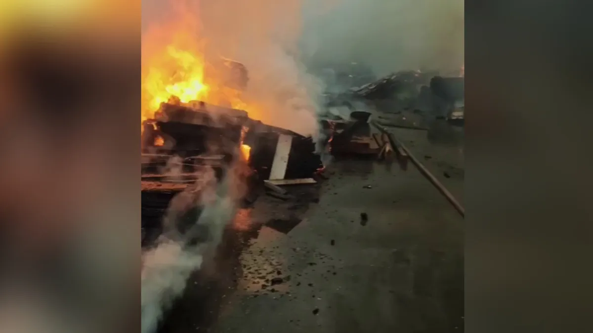 Aftermath of Russian strike on Zaporizhzhia warehouse