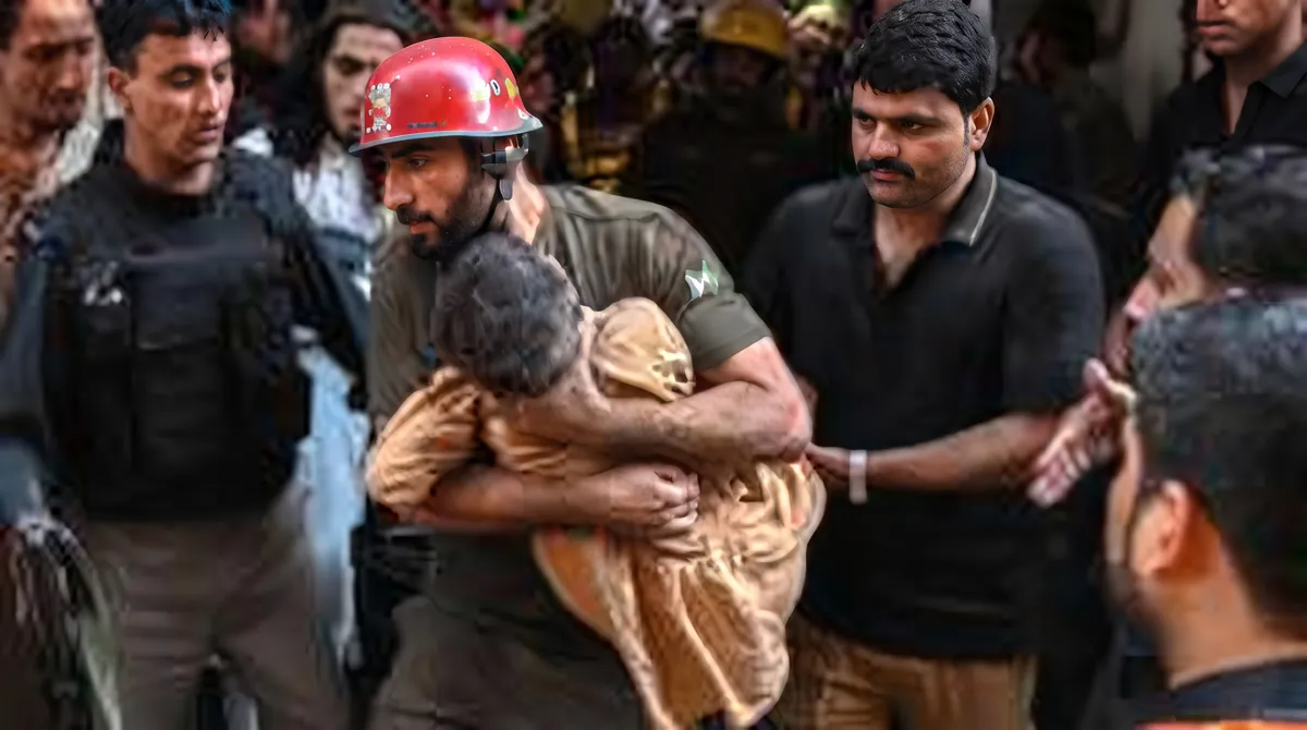 Pakistan Peshawar school roof collapse rescue workers