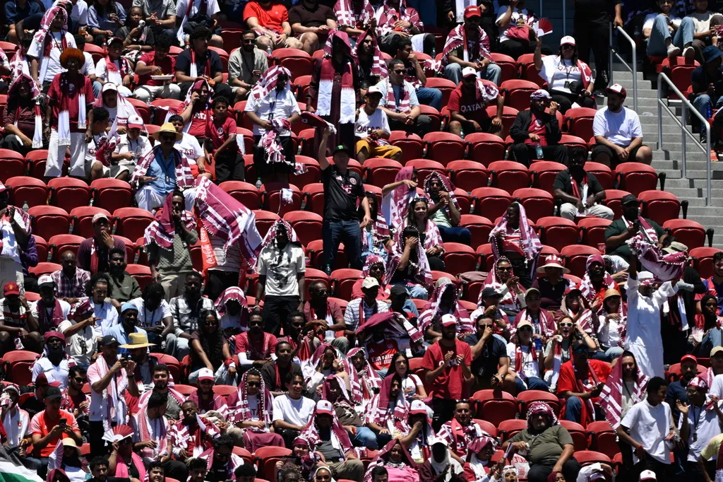 Empty red seats at Levi's Stadium during Qatar vs Switzerland World Cup 2026 match