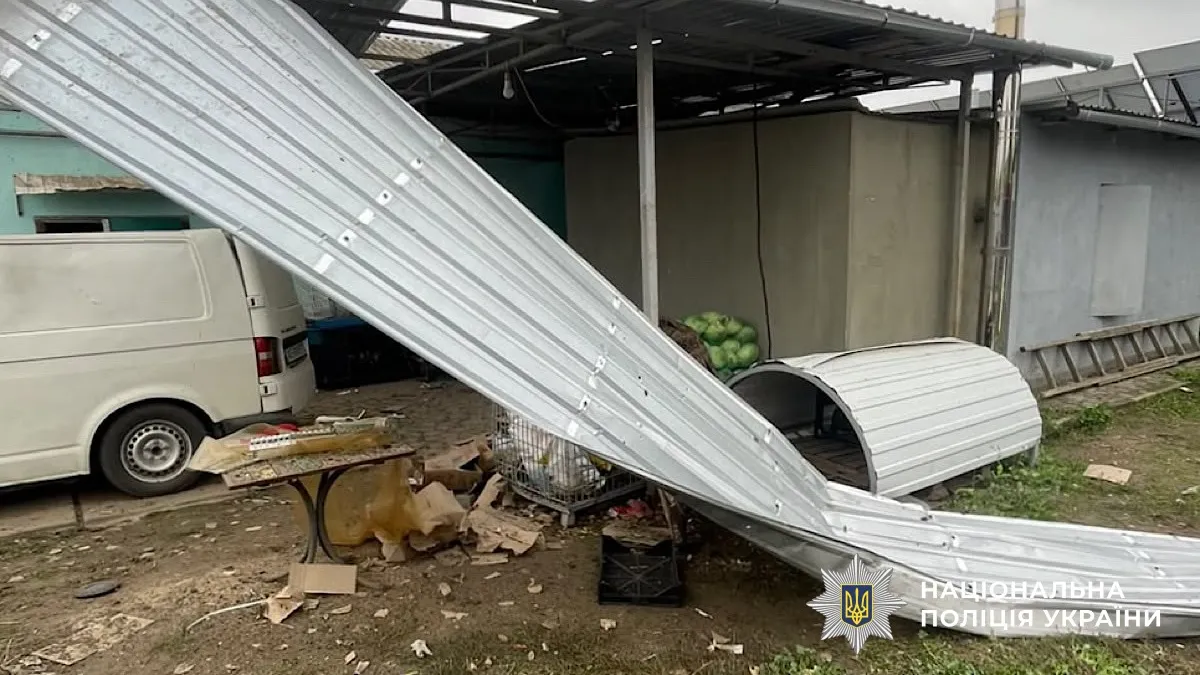 Damaged grocery store after a drone strike in the Nikopol district