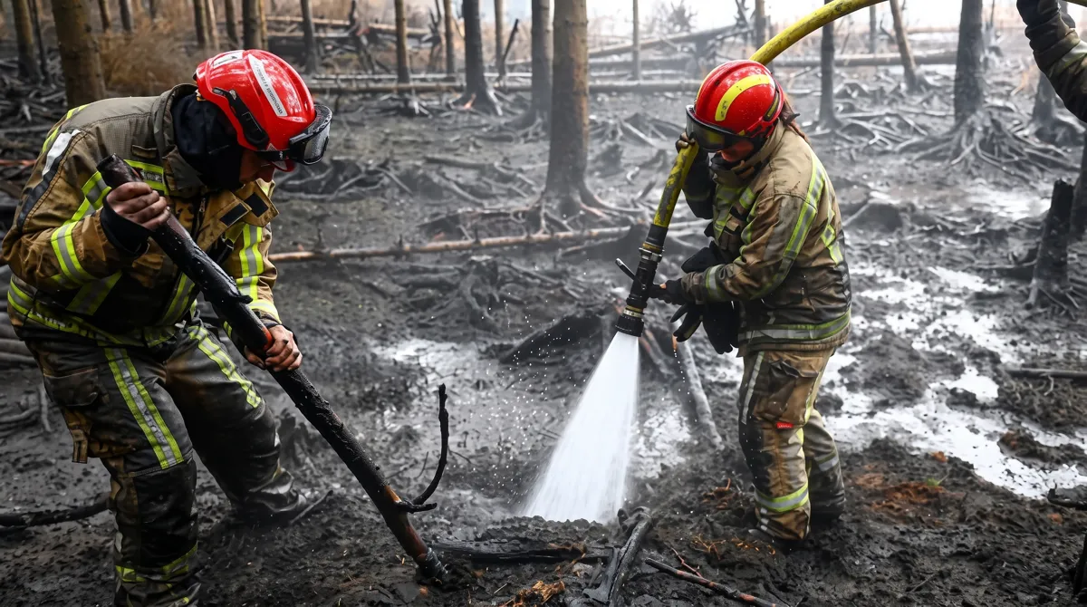 Wildfire burning through European forest 2026