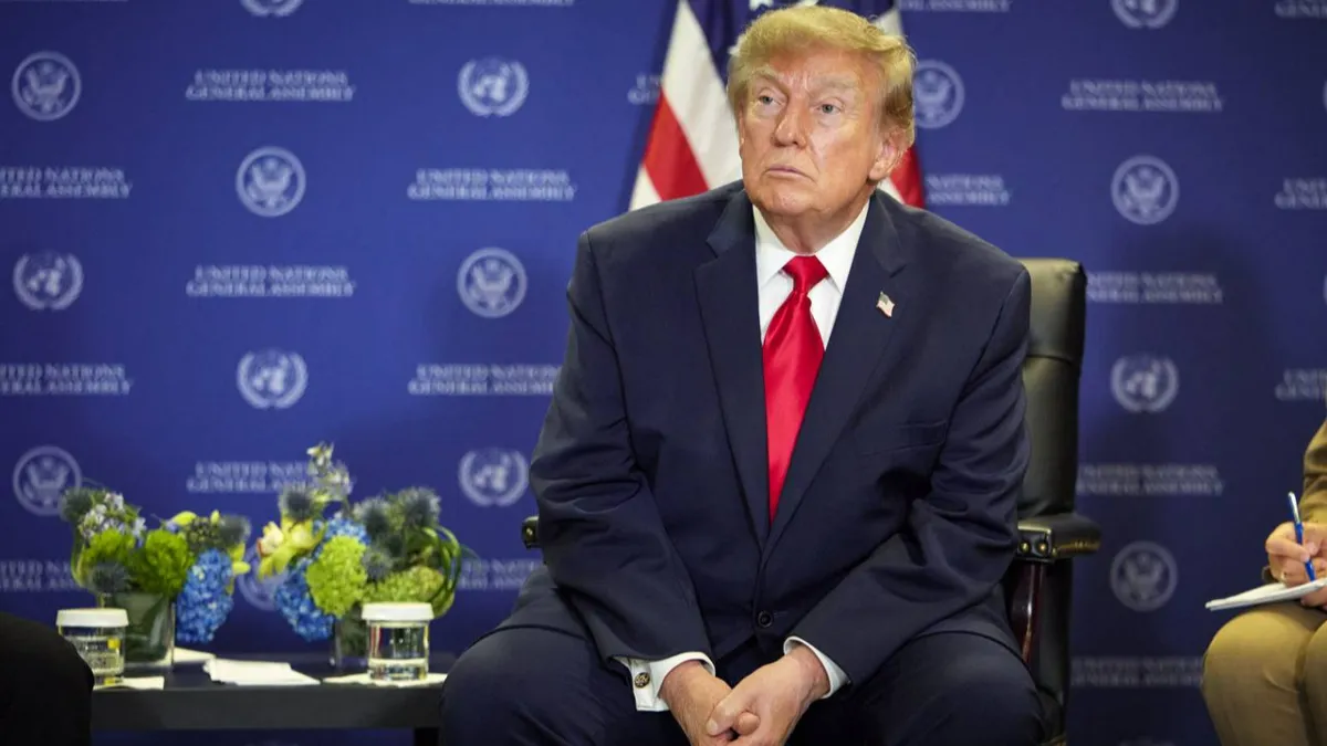 Donald Trump speaking at a press conference