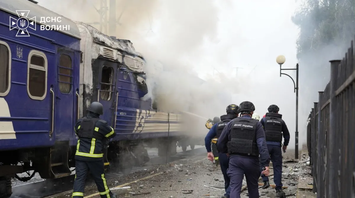 Russia Hits Railway Objects in Lutsk and Fastiv with Drones, Train Cars Set on Fire