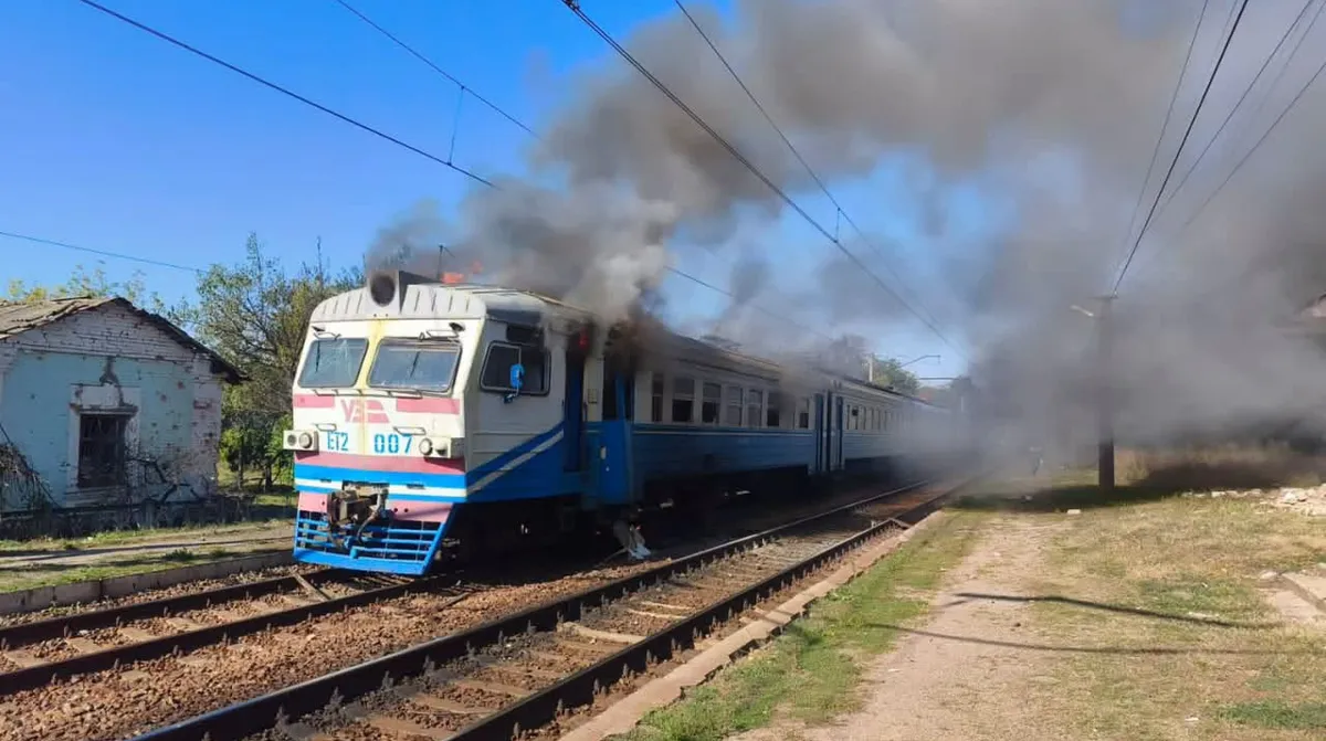 Drone strike on Kharkiv commuter train