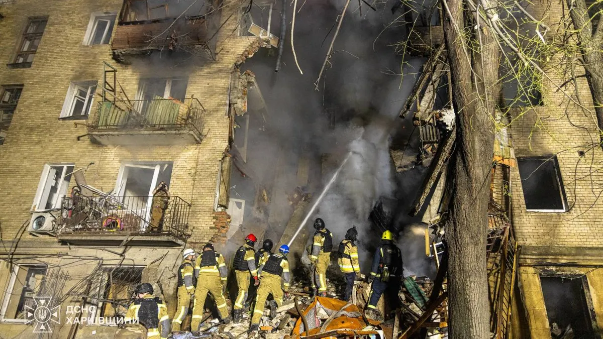 Kharkiv residential building destroyed by Russian strike