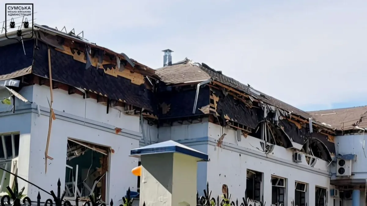 Aftermath of Russian guided bomb strikes in Sumy Ukraine
