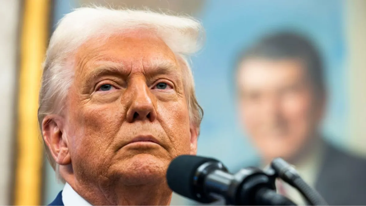 US President Donald Trump speaking about ending the war in Ukraine