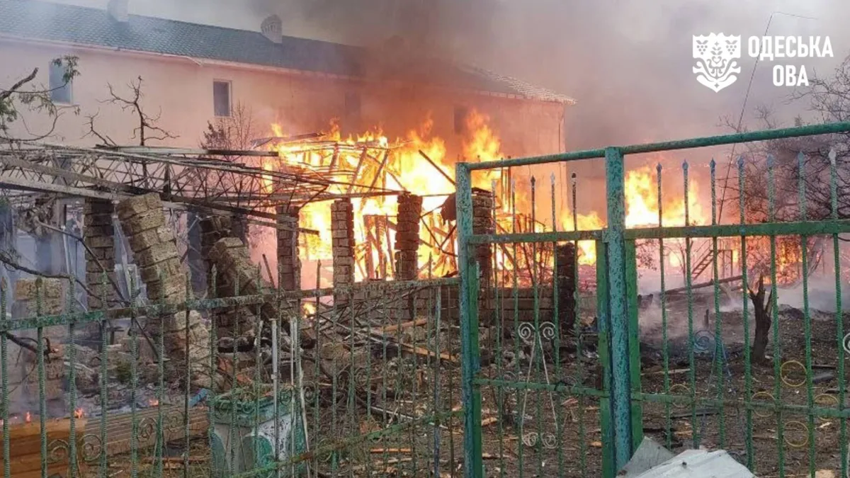 Damaged infrastructure in southern Odesa region after Russian attack