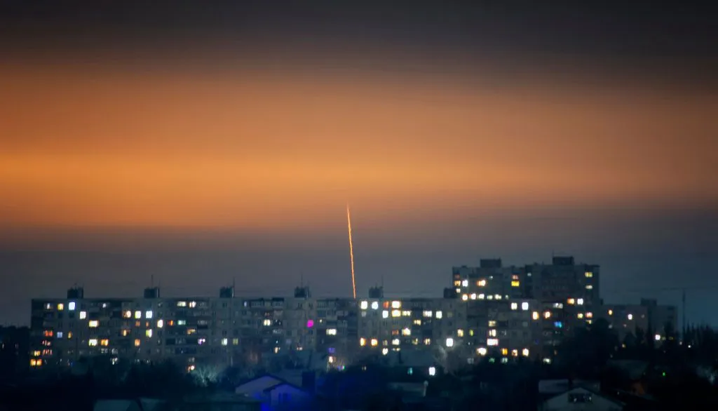 Russian missile flying toward Kharkiv, Ukraine amid Russia's full-scale invasion
