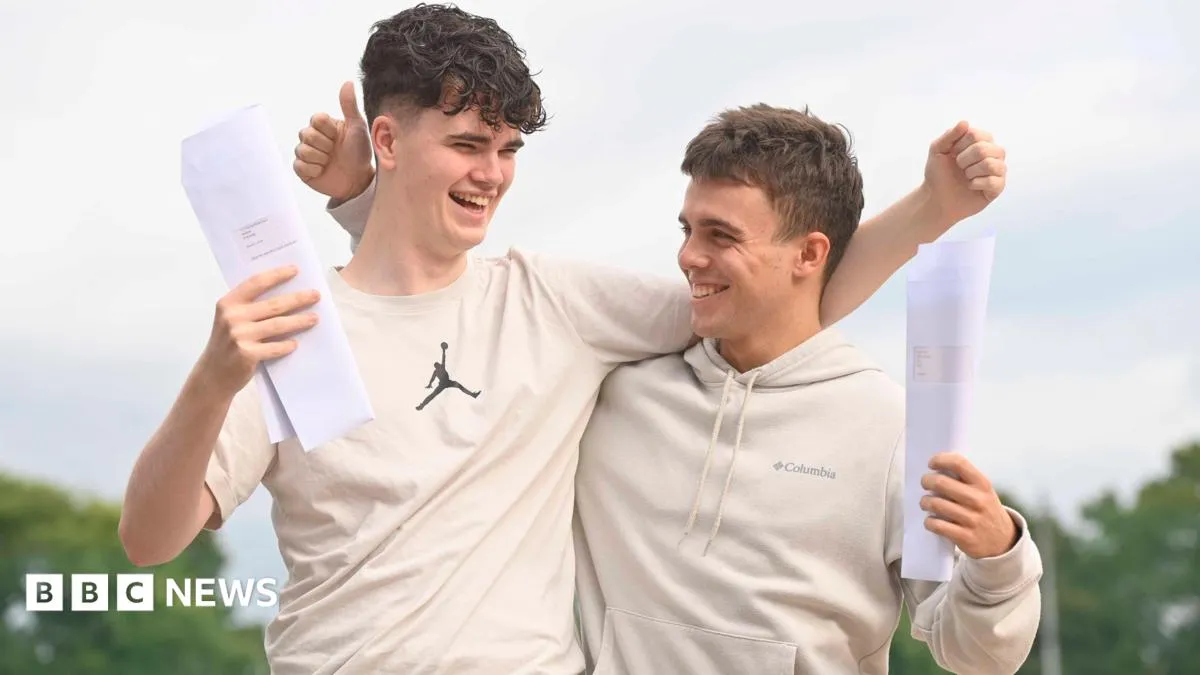 Students celebrating A-level results day 2026 in England