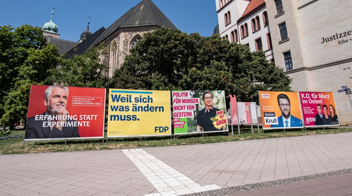 Election posters in Magdeburg Saxony-Anhalt targeting migrant voters