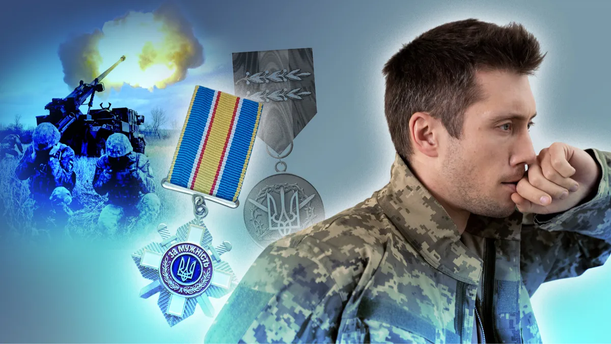 Ukrainian soldier receiving a state award