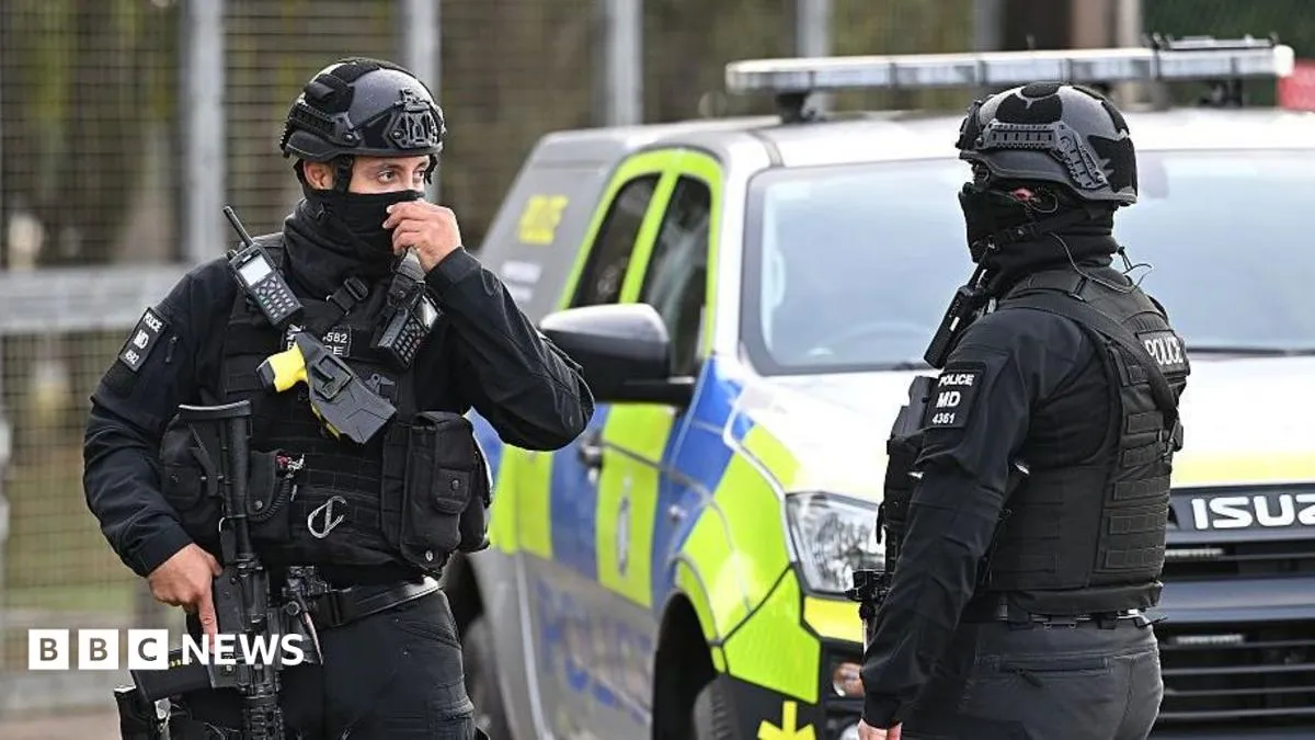 Armed counter-terror police maintain security checks around RAF Fairford