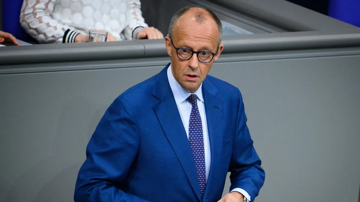 German Chancellor Friedrich Merz delivers statement in Bundestag about Tomahawk missile deal