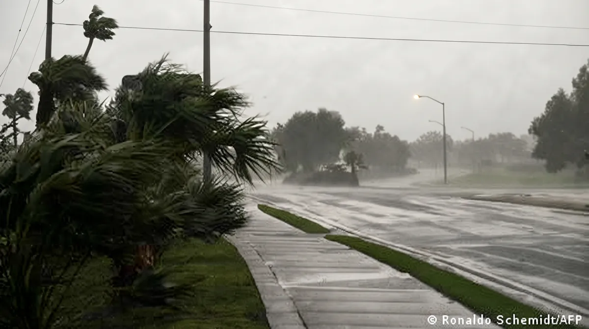 Empty street in Pensacola, Florida before storm